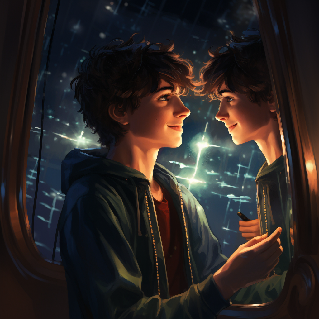 A young creator and his digital reflection